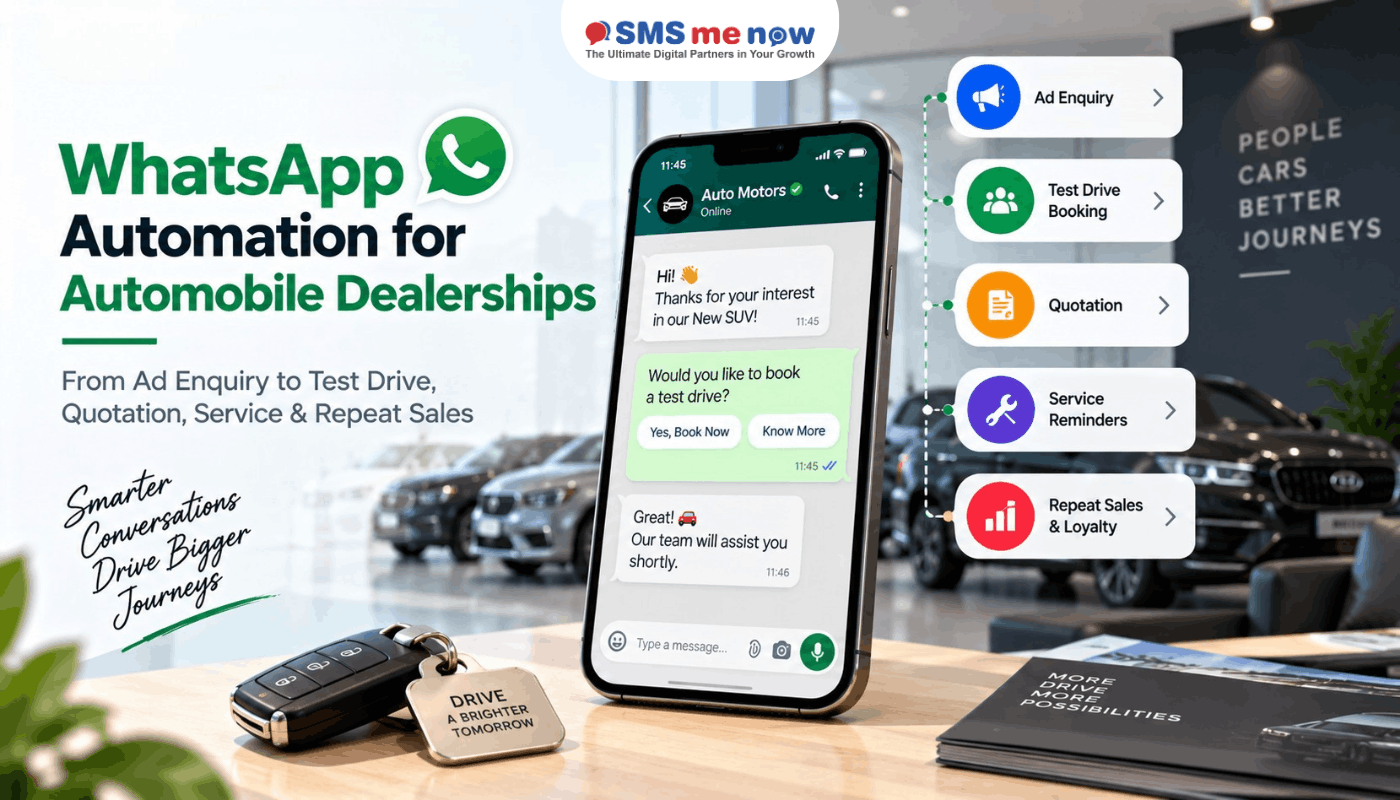 WhatsApp Automation for Automobile Dealerships: From Ad Enquiry to Test Drive, Quotation, Service & Repeat Sales